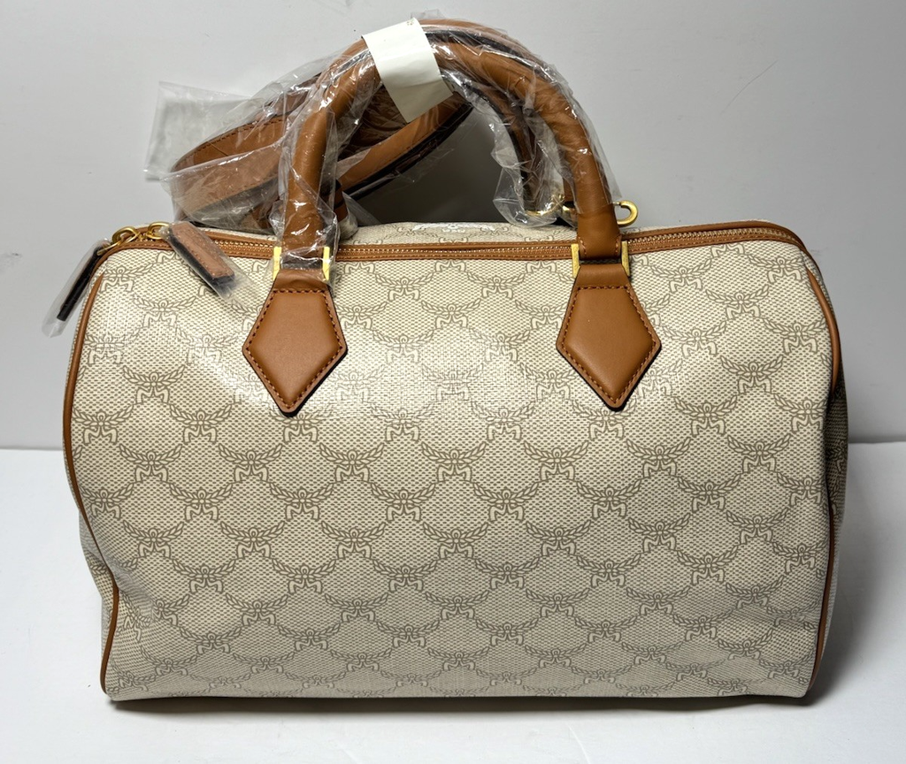 MCM Ella Boston Lauretos Medium Bowling Bag Oatmeal- NWT #1