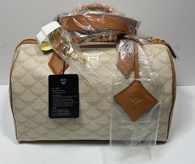 MCM Ella Boston Lauretos Medium Bowling Bag Oatmeal- NWT #3