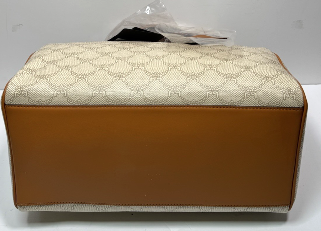 MCM Ella Boston Lauretos Medium Bowling Bag Oatmeal- NWT #5