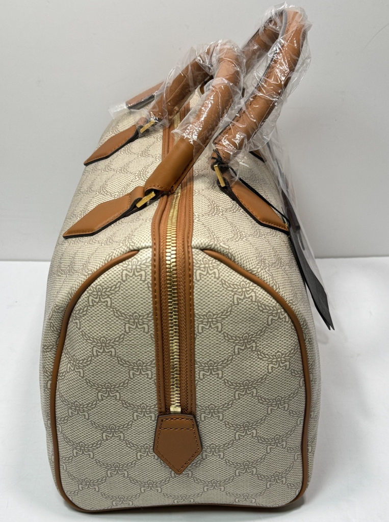 MCM Ella Boston Lauretos Medium Bowling Bag Oatmeal- NWT #7