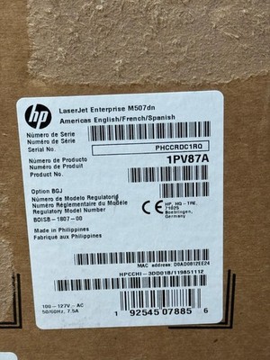 HP LaserJet Enterprise M507dn Laser Printer 1PV87A -Open Box-Free Ship- 110V #3