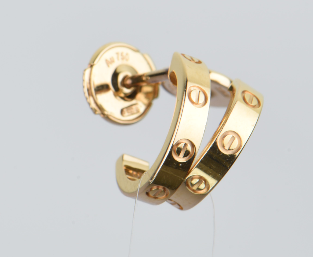 Cartier LOVE Small Hoop Earrings 18K Yellow Gold B8028800 – Full Set Near Mint #1