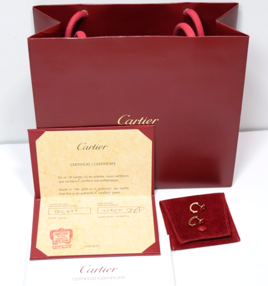 Cartier LOVE Small Hoop Earrings 18K Yellow Gold B8028800 – Full Set Near Mint #5
