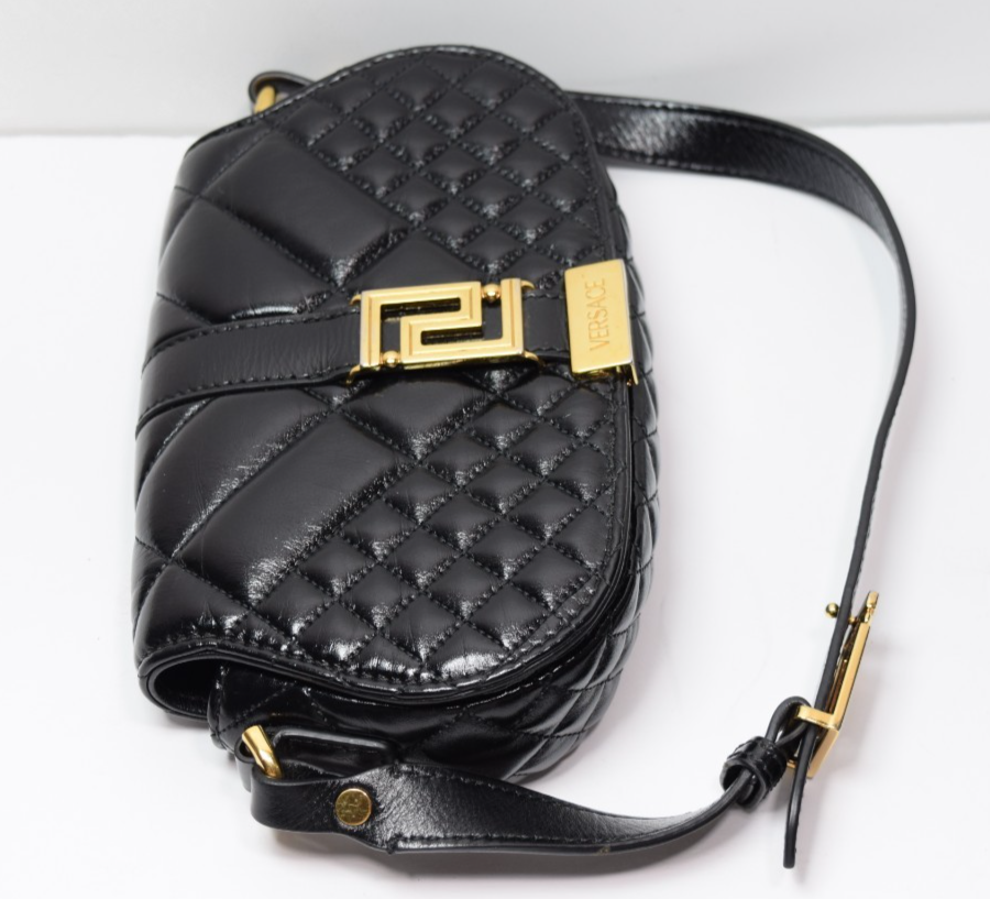 Versace Women's "Greca Goddess" Lamb Leather Gold Logo Mini Handbag Shoulder Bag #4