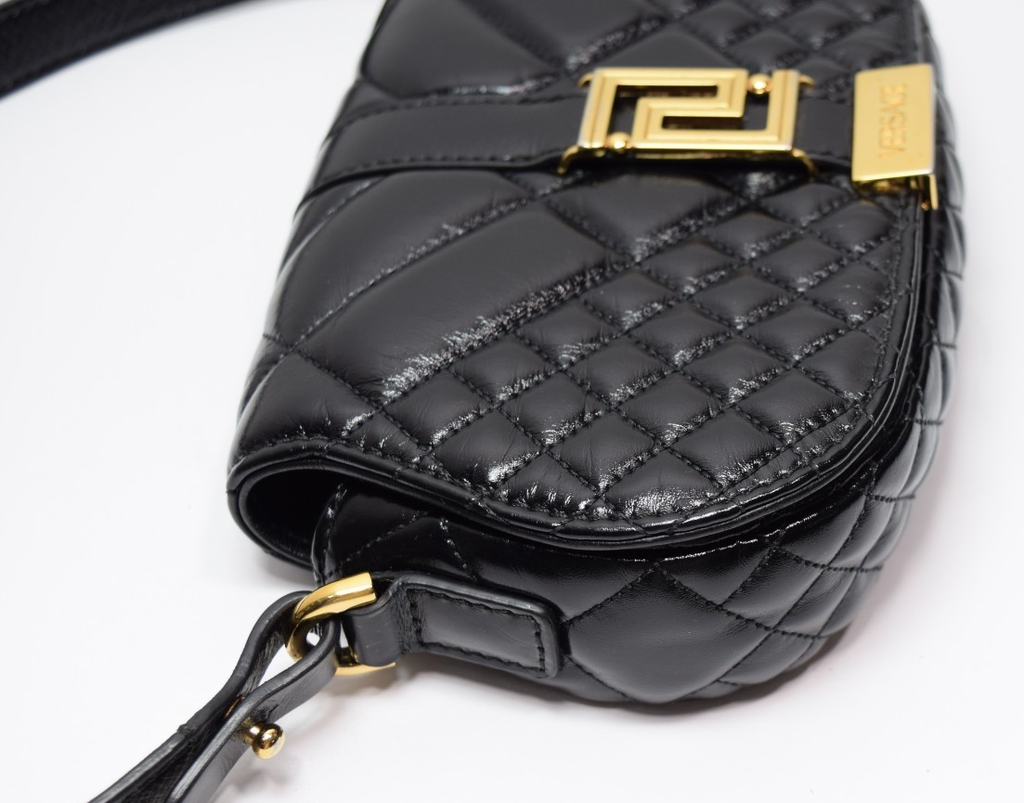 Versace Women's "Greca Goddess" Lamb Leather Gold Logo Mini Handbag Shoulder Bag #5