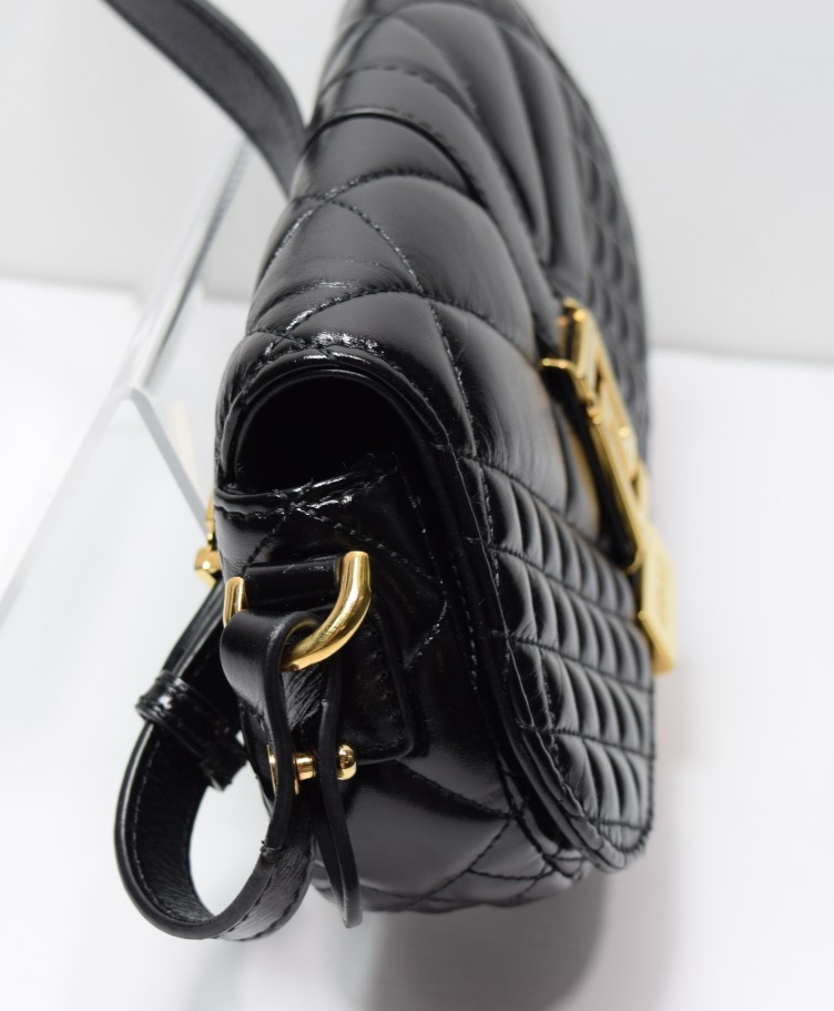 Versace Women's "Greca Goddess" Lamb Leather Gold Logo Mini Handbag Shoulder Bag #8