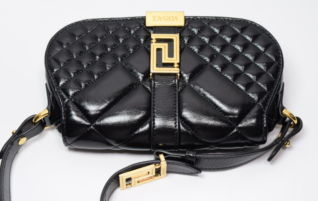 Versace Women's "Greca Goddess" Lamb Leather Gold Logo Mini Handbag Shoulder Bag #10