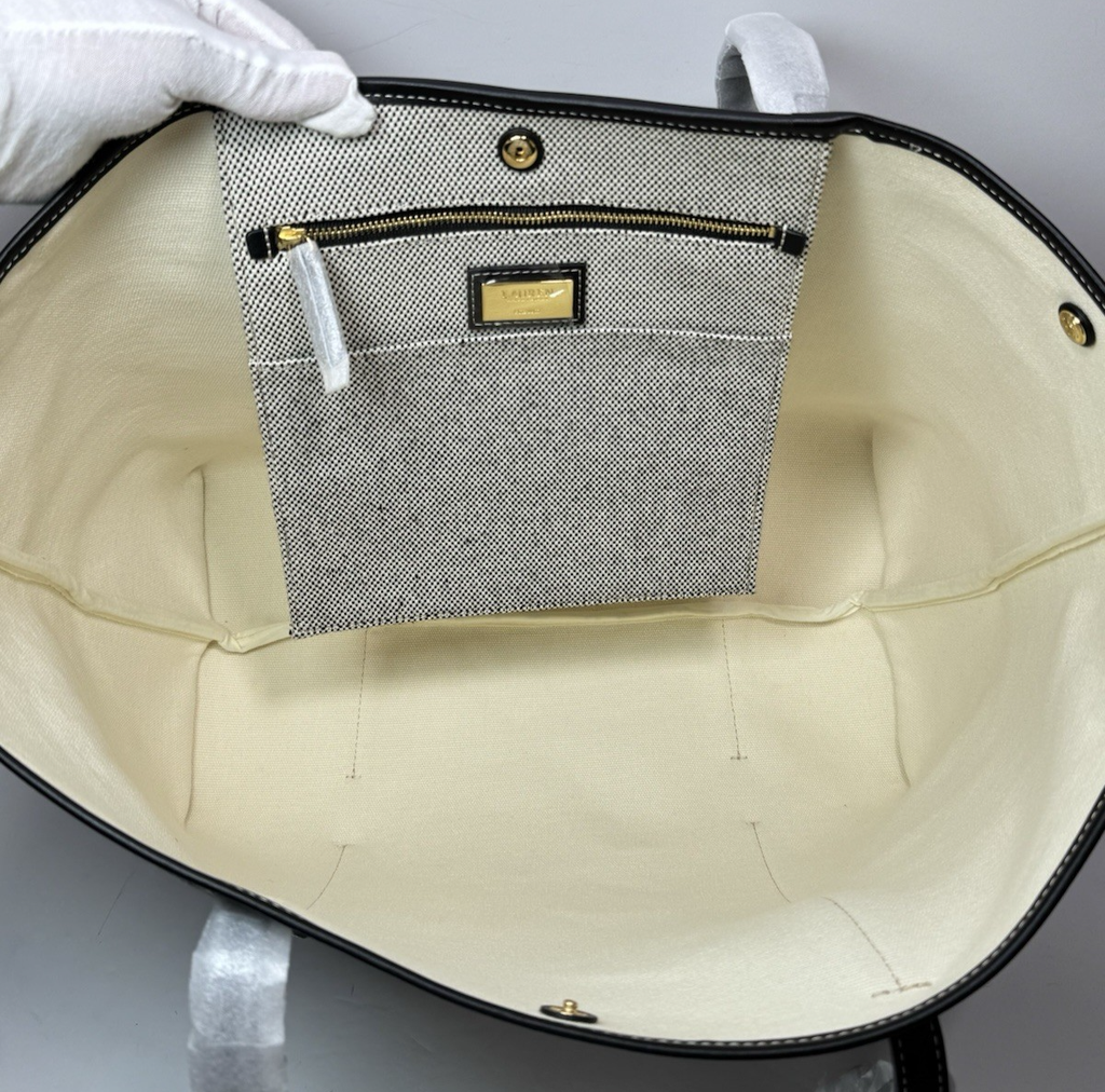 Lauren Ralph Lauren Emerie Canvas and Leather Extra Large Tote -Brand New #7