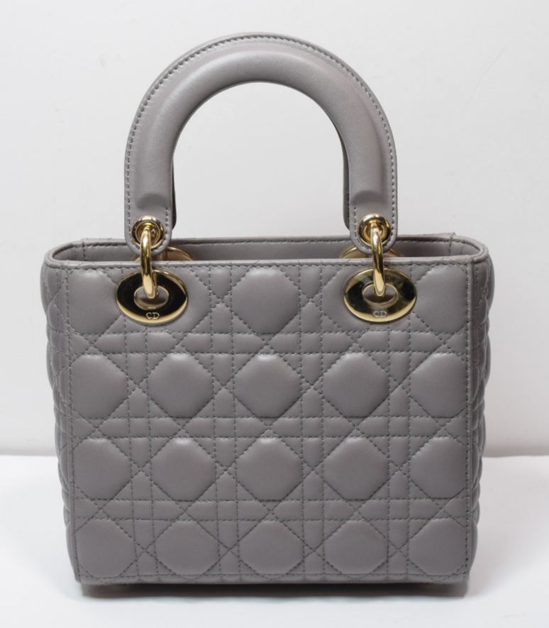 Christian Dior Lady Dior Small Bag – Gray Lambskin / Gold Hardware *No Strap* #1