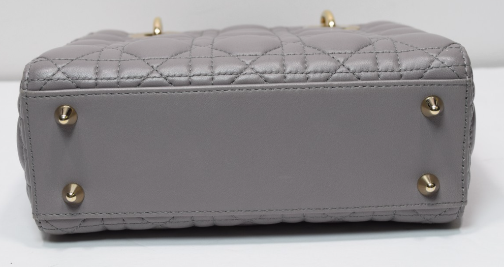 Christian Dior Lady Dior Small Bag – Gray Lambskin / Gold Hardware *No Strap* #3