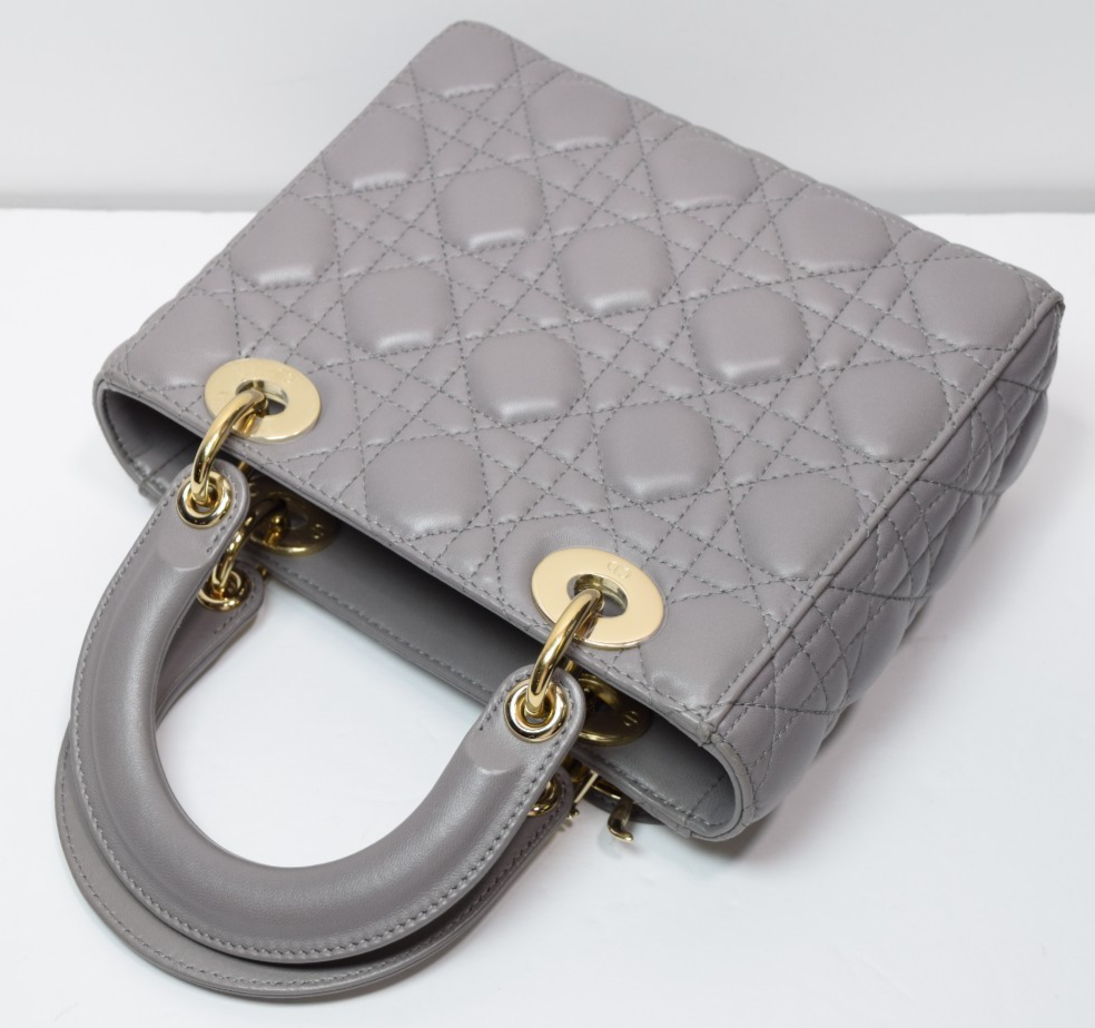 Christian Dior Lady Dior Small Bag – Gray Lambskin / Gold Hardware *No Strap* #4