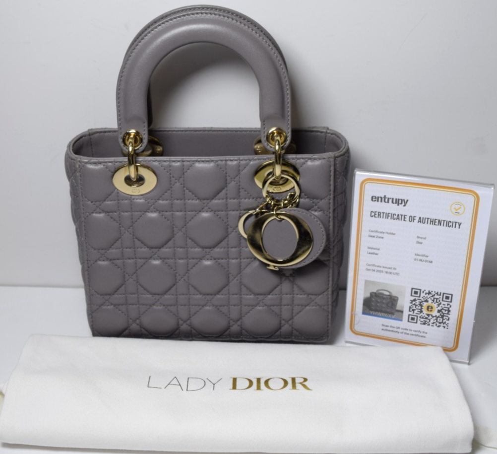 Christian Dior Lady Dior Small Bag – Gray Lambskin / Gold Hardware *No Strap* #16