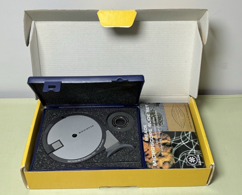 Meade ReadView Handheld Microscope 80x160x w/ 25 Slides Set NOB Never Used #1