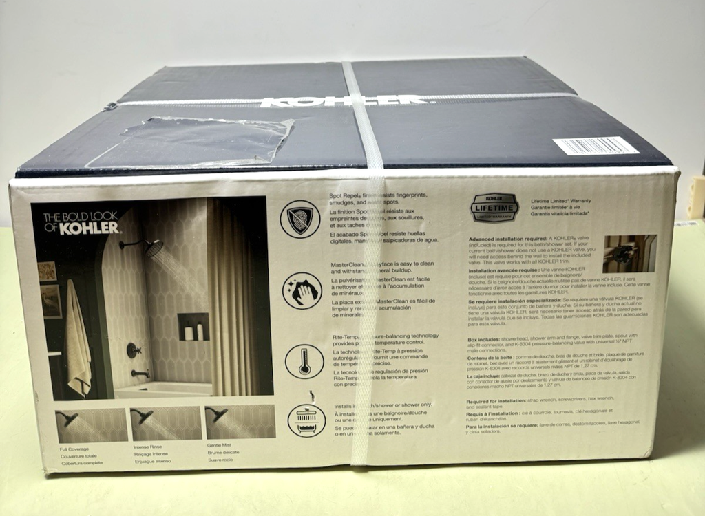 KOHLER Paces Single Handle 3-Spray Tub and Shower Matte Black R34529-3G-BL-New #2