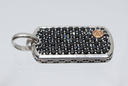 Effy Men's Black Diamond Dog Tag Pendant 925 Sterling Silver/18K Rose Gold used