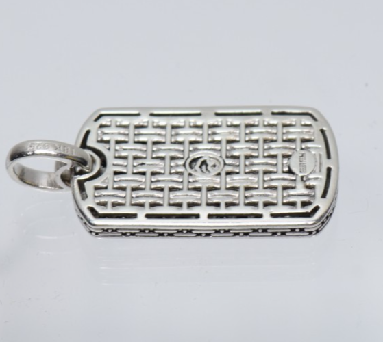 Effy Men's Black Diamond Dog Tag Pendant 925 Sterling Silver/18K Rose Gold #7