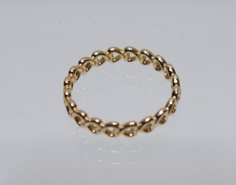 PANDORA Band Of Hearts 14k Yellow Gold Ring Band Size 6.75 #1