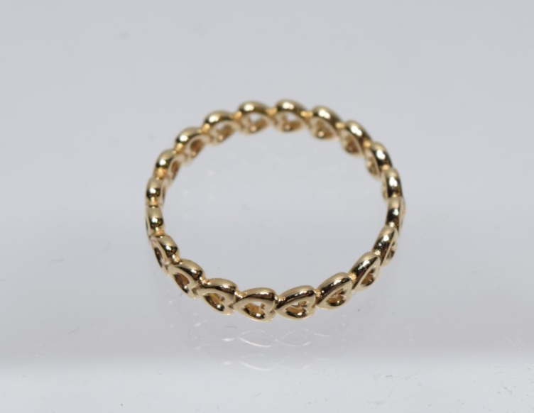 PANDORA Band Of Hearts 14k Yellow Gold Ring Band Size 6.75 #3
