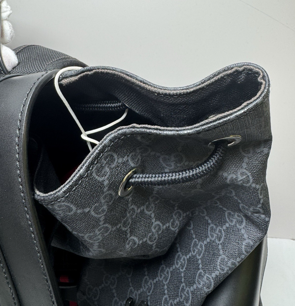 GUCCI 495563 GG Supreme Canvas Backpack Black Leather Trim Men's Bag #3