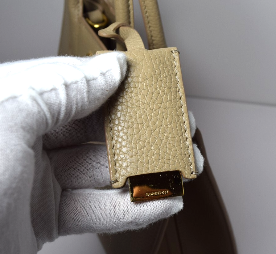 Burberry Frances Tote Leather Beige Mini #14