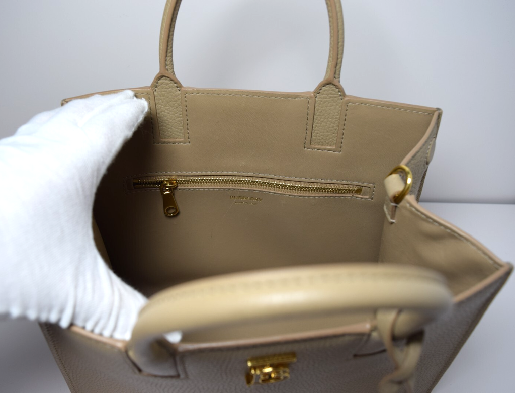 Burberry Frances Tote Leather Beige Mini #15
