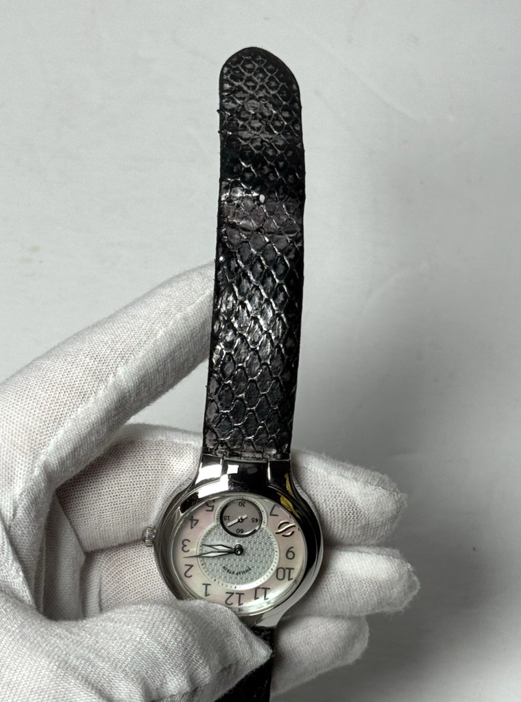 Philip Stein Signature 1 Ladies Watch 32mm MOP Dial Python Strap Stainless Steel #7
