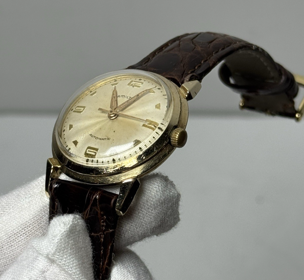 Vintage HAMILTON Men's Automatic Watch Cal.672 17Jewels 10K RGP 1950s-32mm #7