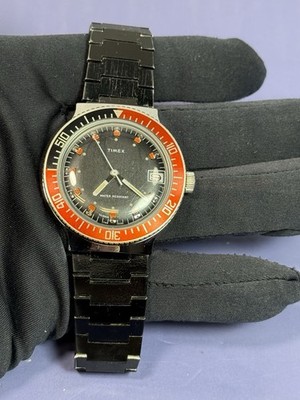 ⭐ Timex Vintage Marlin Diver Watch Coke Bezel Manual Wind Date Taiwan Runs #3