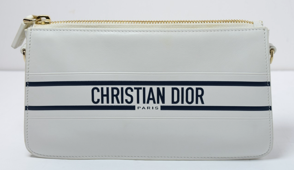 Christian Dior Vibe Pochette Clutch Bag White w/ Strap #1