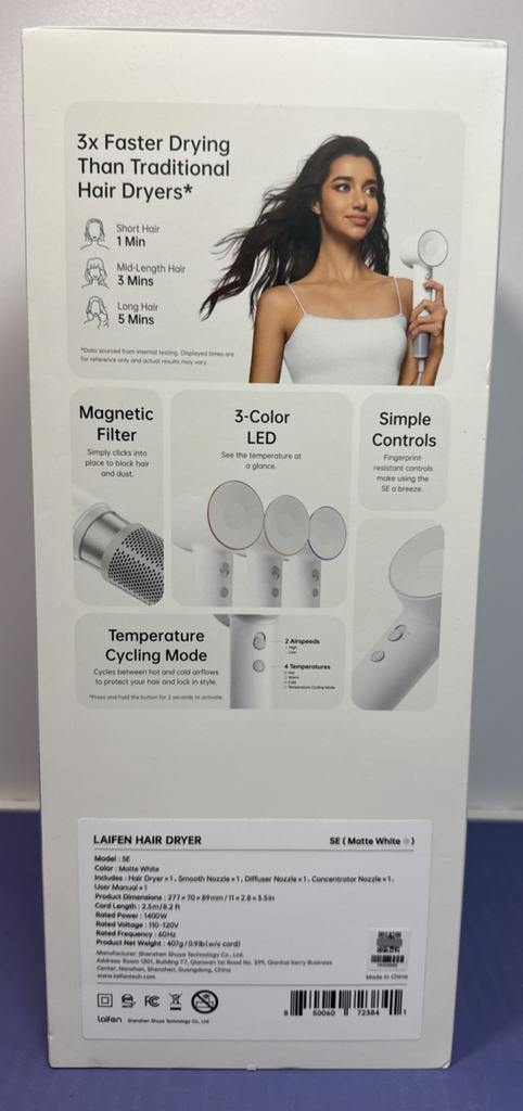 Laifen 1HD12-G-US-WH-006 SWIFT SE Hair Dryer (3 nozzles) - White #2