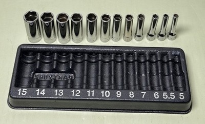Snap-On 112STMMY 12pc 1/4" Drive 6pt Metric Flank Drive Deep Socket Set 5-15mm #2