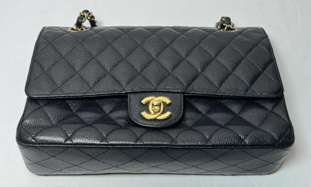 Chanel Classic Double Flap Bag Quilted Caviar Medium - Black - *Shows Wear* #3