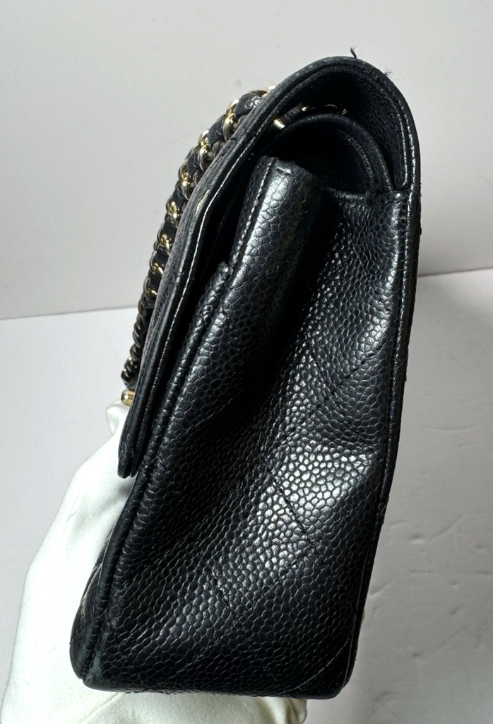 Chanel Classic Double Flap Bag Quilted Caviar Medium - Black - *Shows Wear* #12