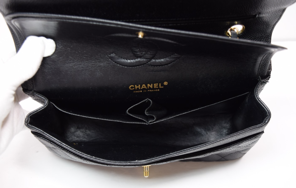 Chanel Classic Double Flap Bag Quilted Caviar Medium - Black - *Shows Wear* #17