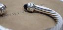 David Yurman 7mm Cable Bracelet Sterling Silver Black Onyx & Diamond Ends price