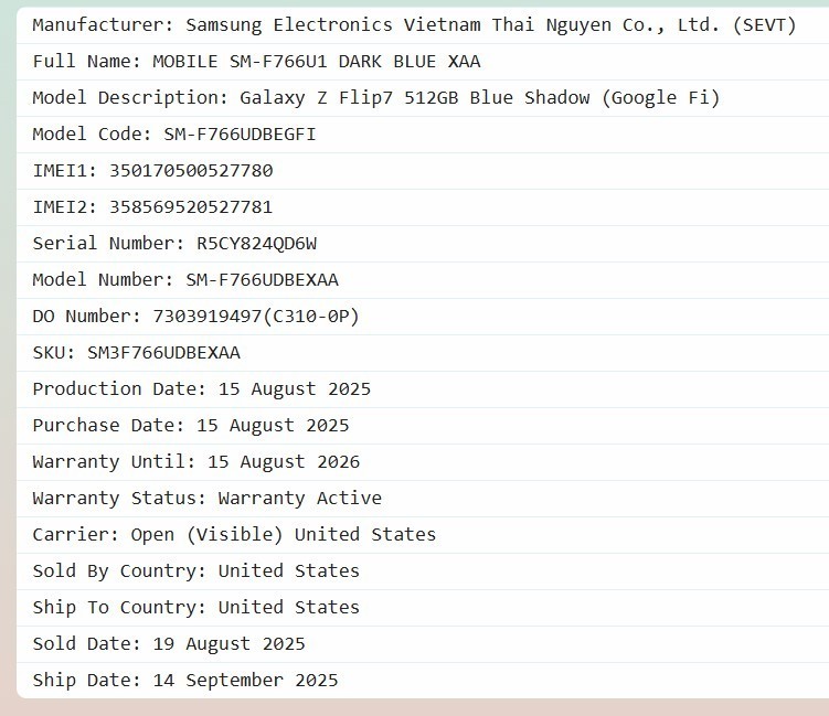 Samsung Galaxy Z Flip 7 SM-F766U1 512GB Blue Factory Unlocked #1