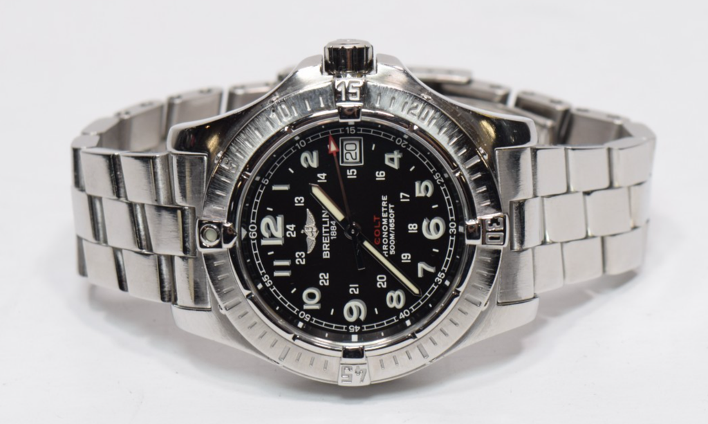 Breitling Colt Quartz A74380 Black Dial Aviation Numerals Chronometer + Service #4