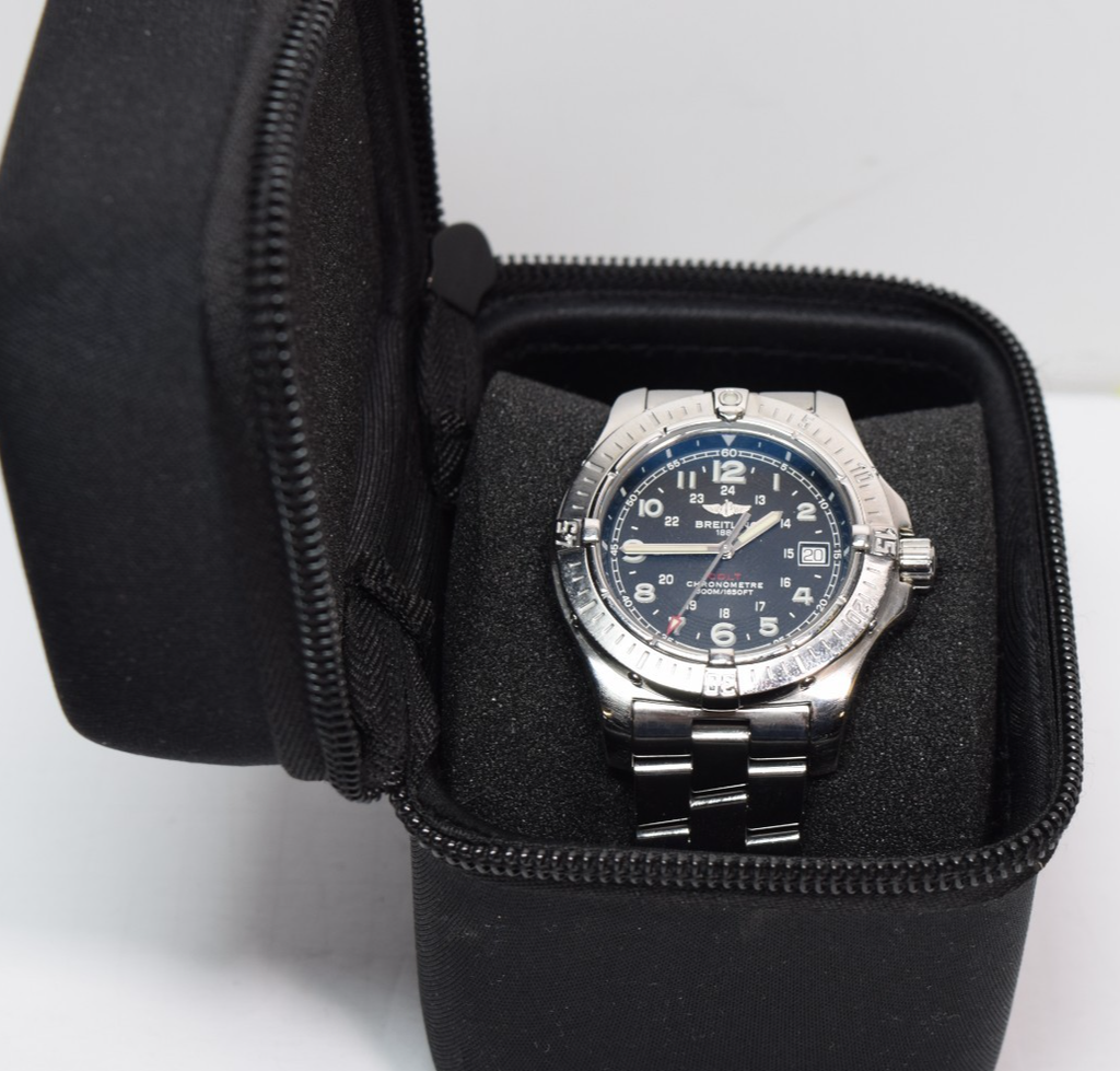 Breitling Colt Quartz A74380 Black Dial Aviation Numerals Chronometer + Service #10