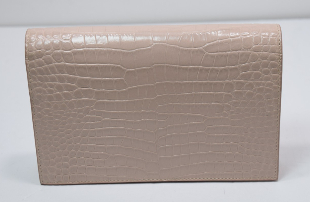 Saint Laurent Classic Monogram Tassel Crossbody Bag Crocodile Embossed Pink #2