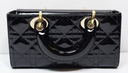 Christian Dior Lady D-Joy Bag Cannage Quilt Patent Small Black -No Strap price