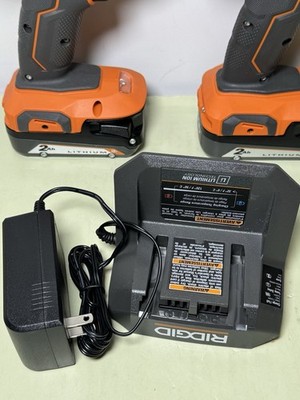 RIDGID Combo Set 18V R860010 DRILL 1/2"R860021 1/4" IMPACT DRIVER W/2 batt #4