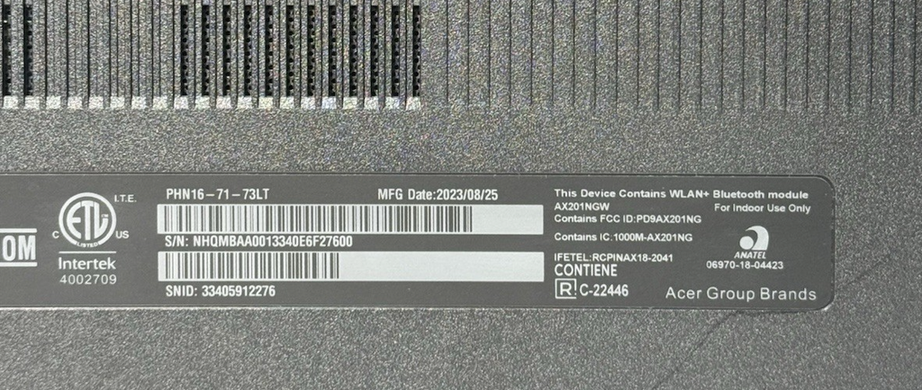 Acer Predator Helios Neo 16 i7-13700HX/RTX 4060, 32GB, 1TB SSD, W11H, 100% Batt #5