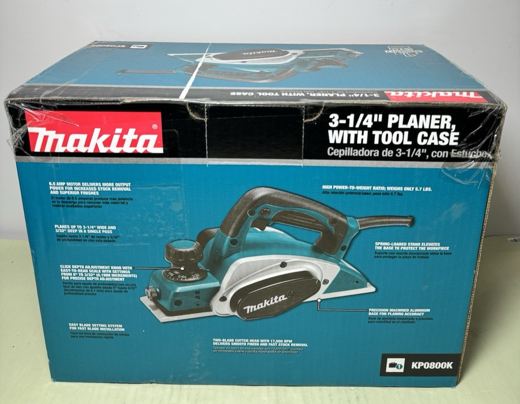 Makita Planer Corded Handheld 3-1/4-in 6.5 Amp 17,000 MODEL KP0800K -New Sealed #4