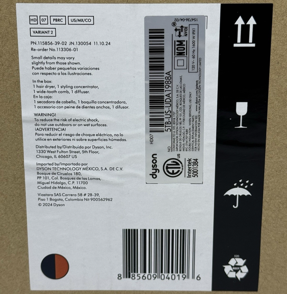 Dyson Supersonic Hair Dryer HD07 w. 4 Stylings - Prussian Blue / Rich Copper #5