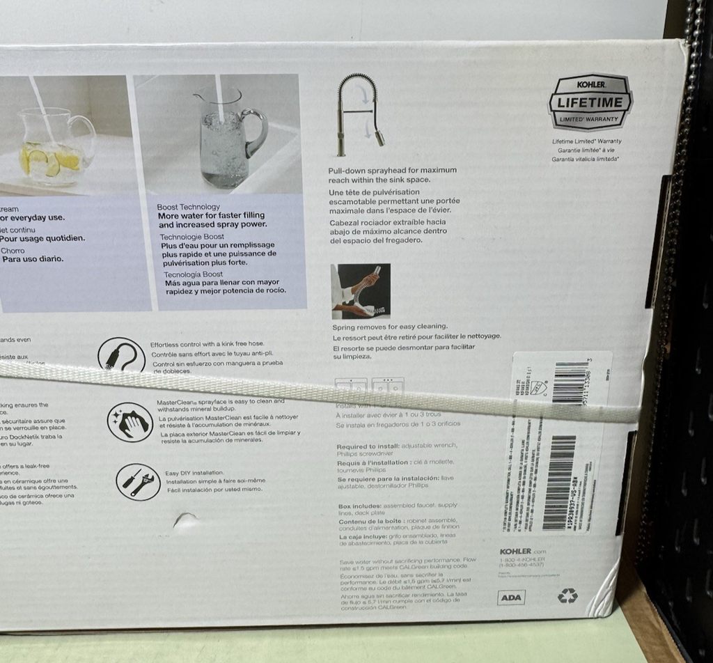 Kohler Clarus Semi Pro One Handle Pull Down Sprayer Kitchen Faucet R30937-VS #2