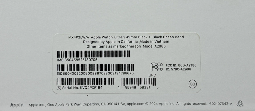 Apple Watch Ultra 49mm GPS +Cell Titanium Case w/ Black Ocean Band MX4P3LW/A #6
