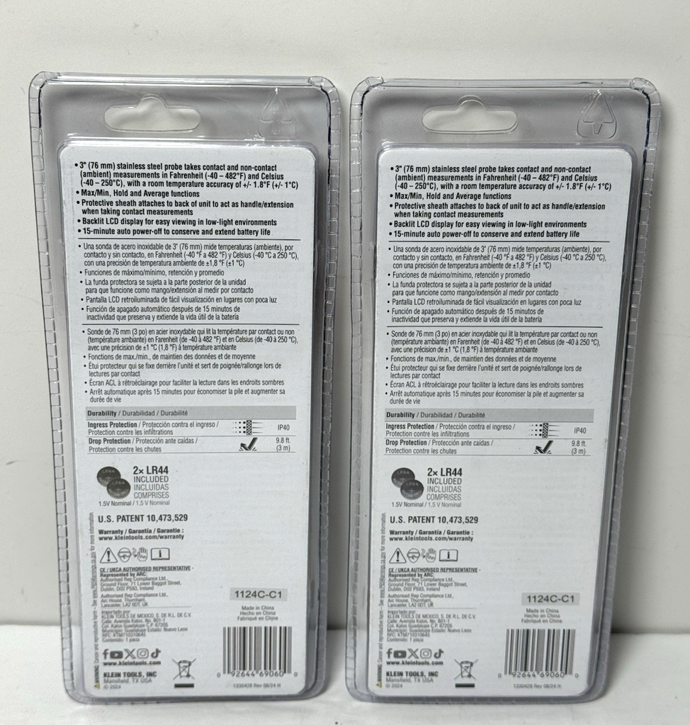 Klein Tools Digital Pocket Thermometer ET05 Lot Of 2 -New Sealed #1