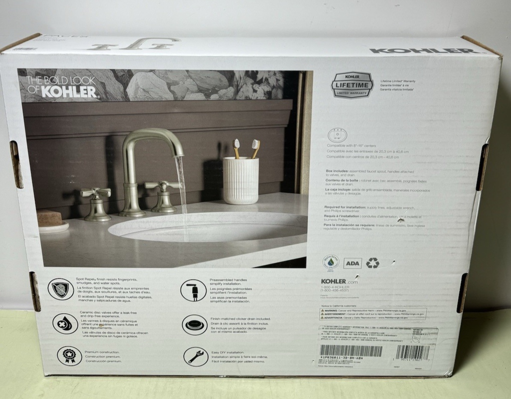 Kohler Paces R36011-3D-BN 8 in. Widespread Bathroom Facet Brushed Nickel Finish #1