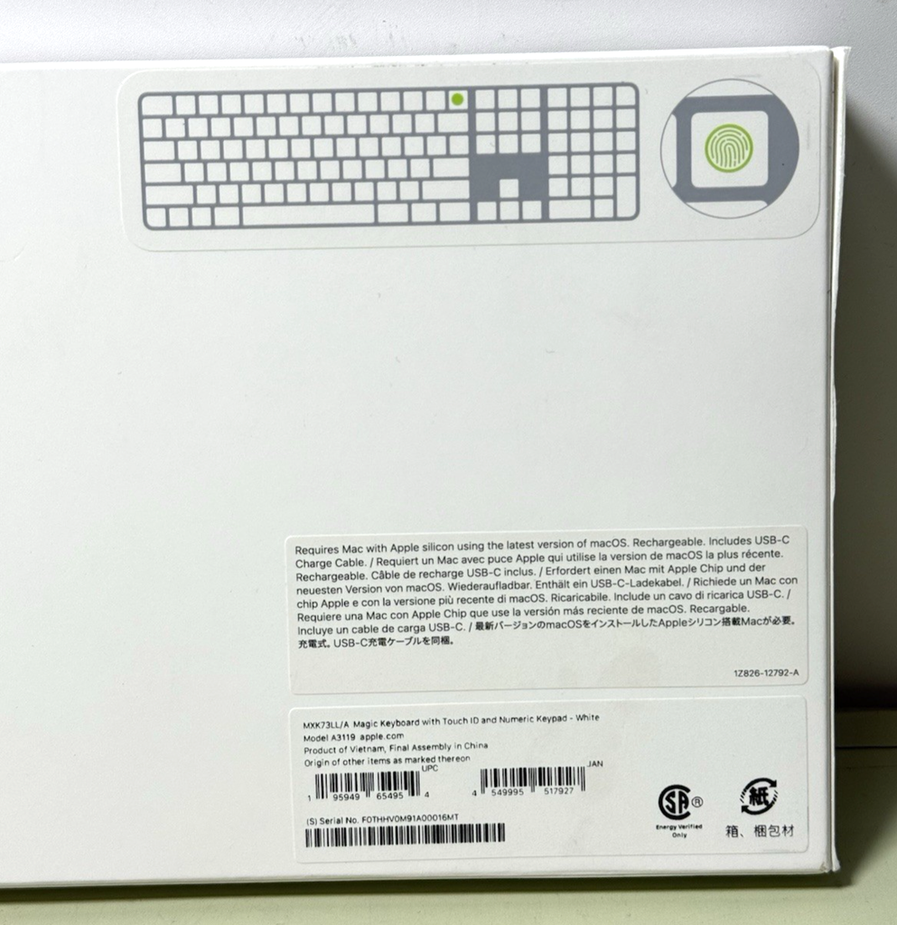 Apple Magic Keyboard with Touch ID and Numeric Keypad - White MXK73LL/A #2