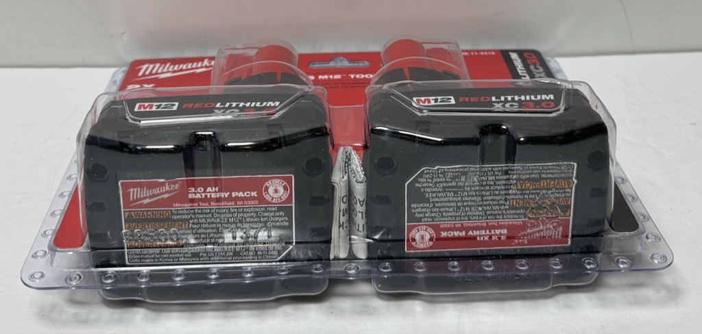 Milwaukee M12 48-11-2412 12 Volt 3.0 AH XC Red Lithium Batteries 2 Pack-New #2
